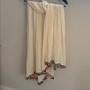 Light white Pom Pom scarf